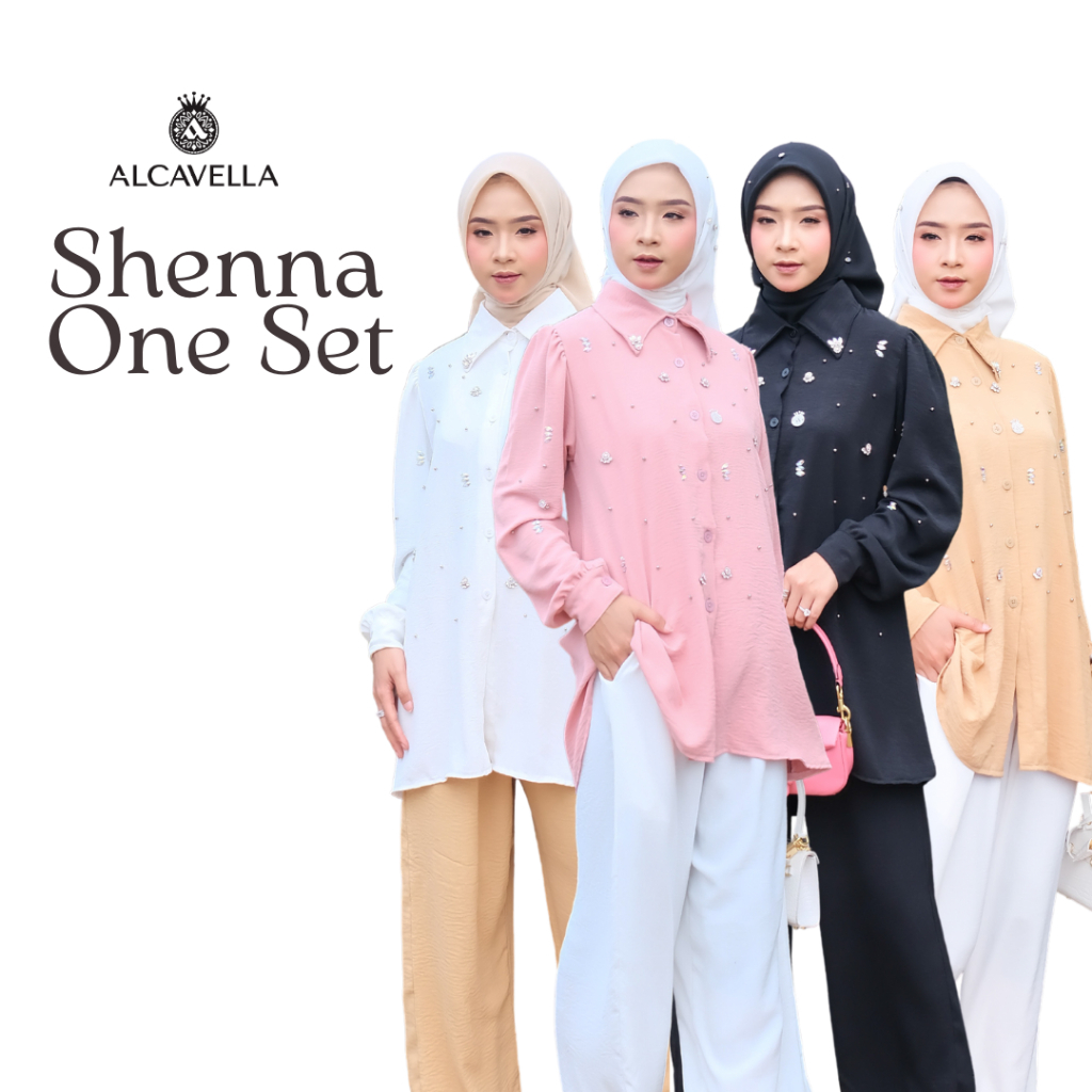 TUNIK + CELANA + HIJAB SHENNA ONE SET S-XXL - BAJU CELANA PANJANG SET HIJAB WANITA BUSUI BUMIL FRIEN