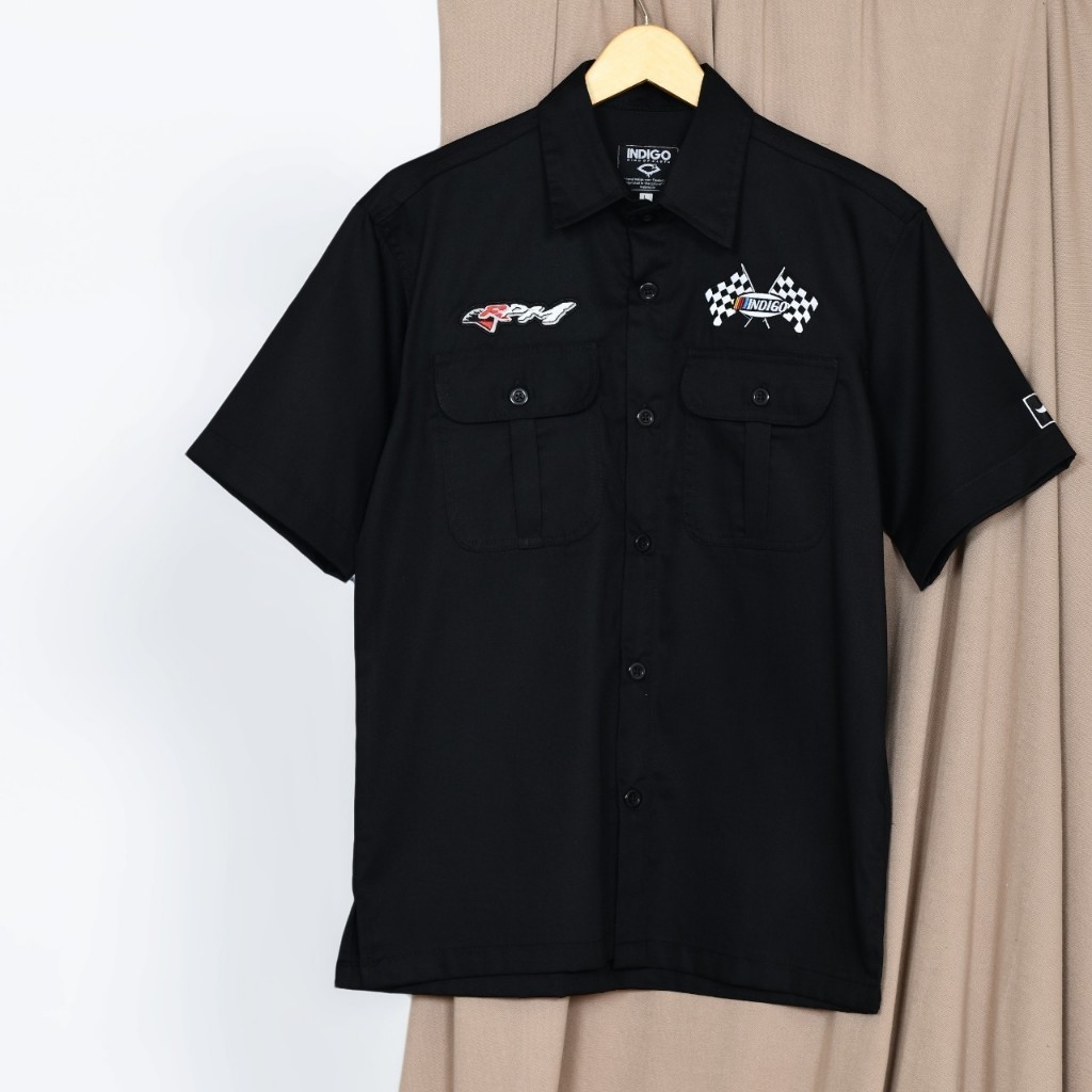 Workshirt "RPM" HITAM - Workshirt Indigo - Kemeja Workshirt - Kemeja Pria - Kemeja Pendek - Kemeja B