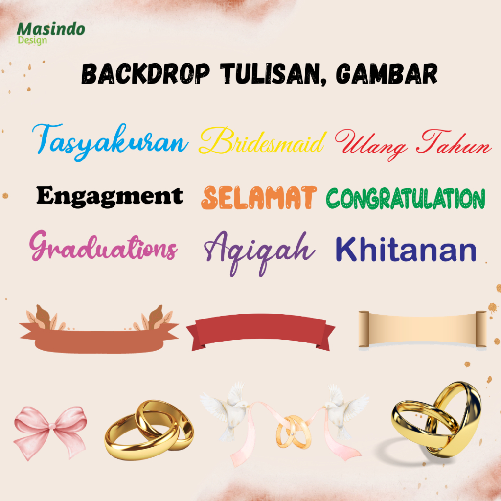 Backdrop Dekorasi Tulisan Wedding Aqiqah Ulang Tahun Enggagment