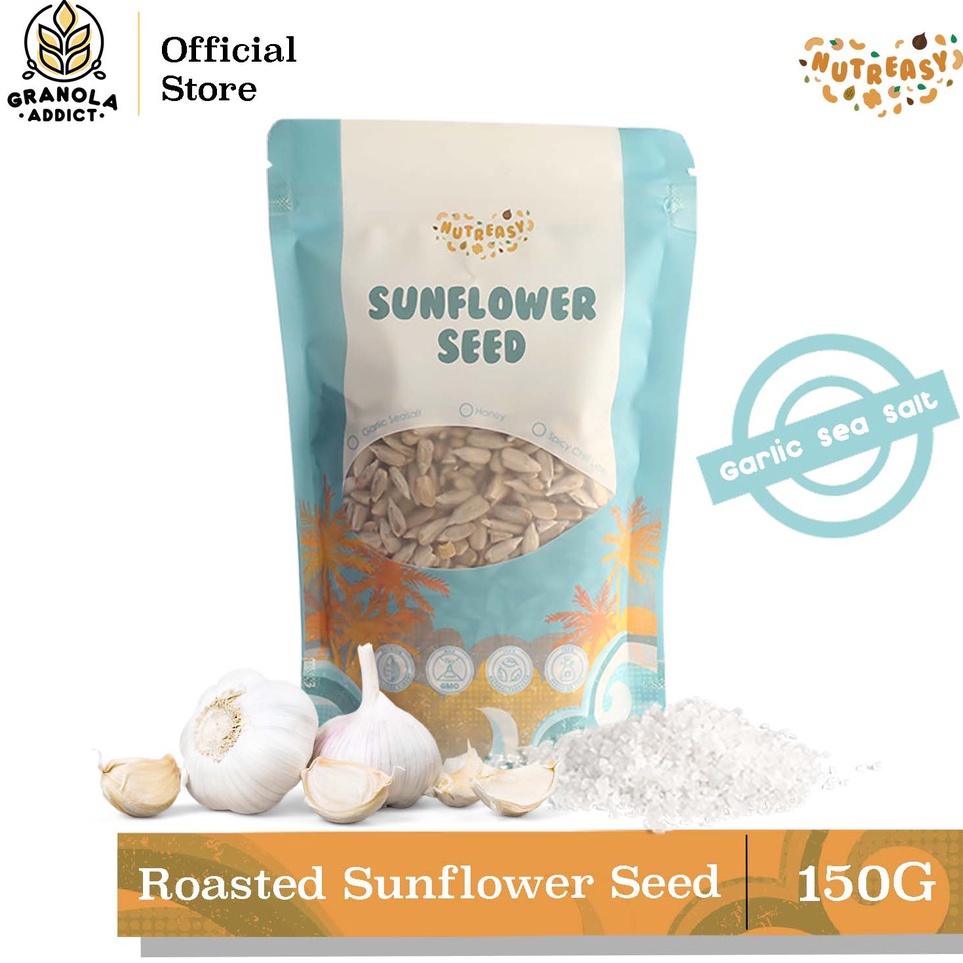 

Diskon Granola Addict - Nutreasy Roasted Sunflower Seed (Garlic Sea Salt) / Kuaci Rasa Asin Bawang 150G Baru