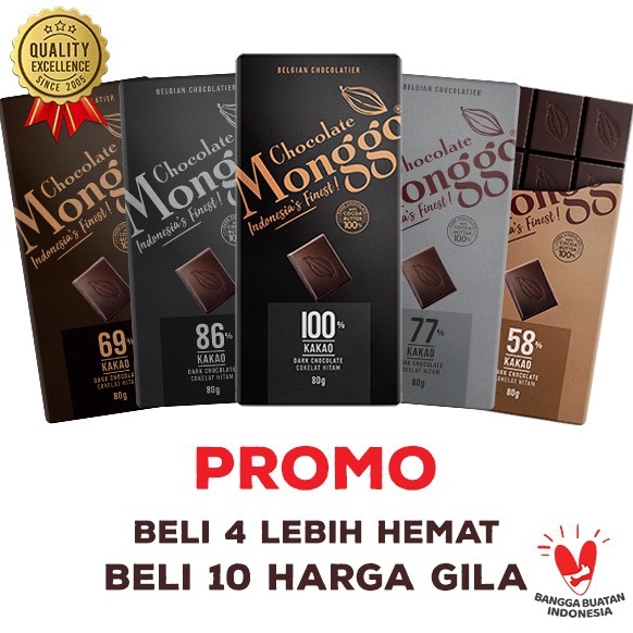 

St0k B4nyak Chocolate Monggo | Cokelat Murni 24 Healthy Flavours | Premium Coklat 100% Cocoa Butter | Artisan Indonesia | Milk White & Dark | Tablet 80gr Diskon