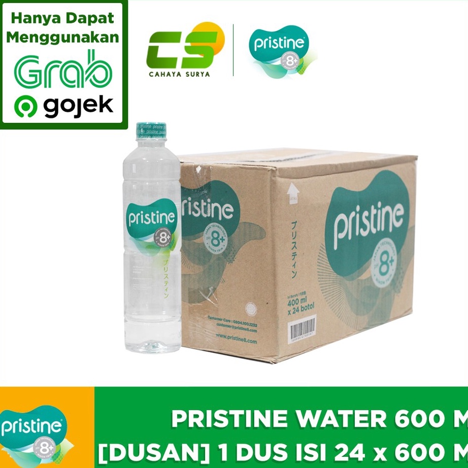 

[KODE AHQZR] Pristine Water 8+ [Dus/Karton] 24 x 600 ml GRAB/GOSEND ONLY