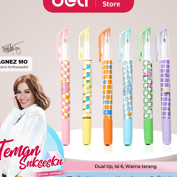 

★★★★ Deli Penanda / Highlighter Dual Tip Isi 6 S13X