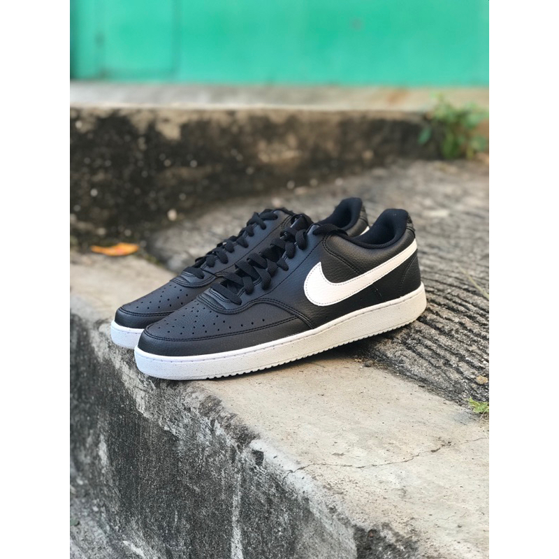 Sepatu Pria Sneakers Nike Court Vision Low Black White 100% Orginal