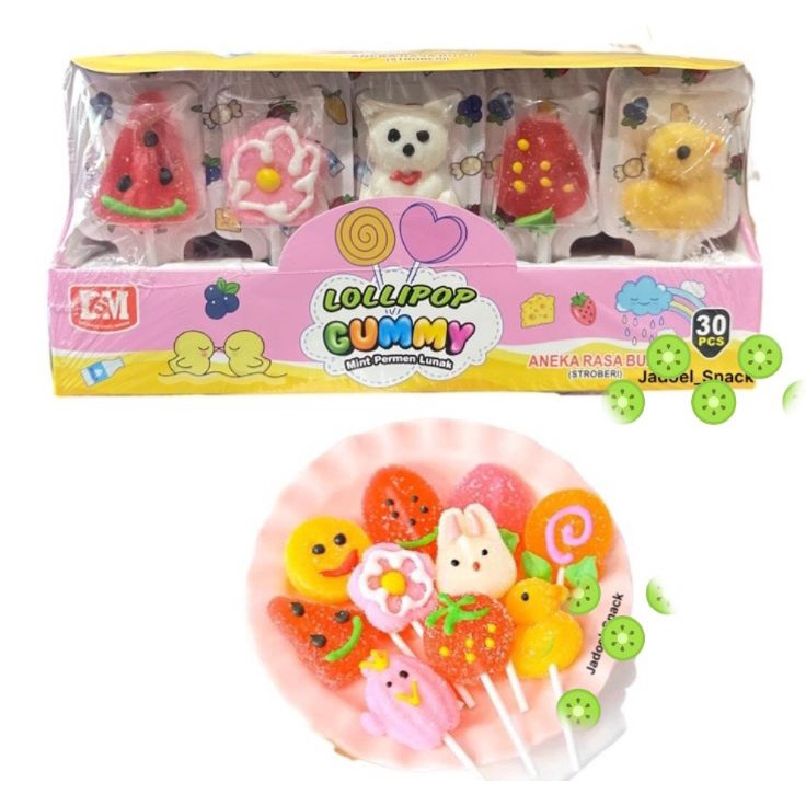

Bestseller Lollipop Gummy Mint Permen Lunak Aneka Rasa Box isi 30 Pcs ➦✫✢