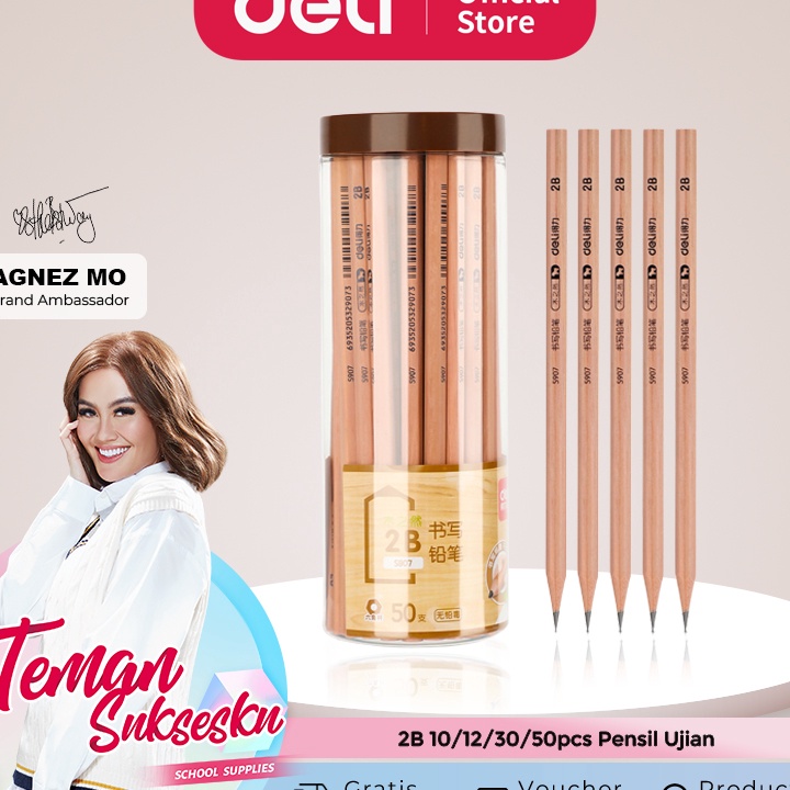 

[KODE W7ZKE] Deli Graphite Pencil / Pensil Kayu Grafit 2B isi 12pcs 50pcs/BOX S907 S909