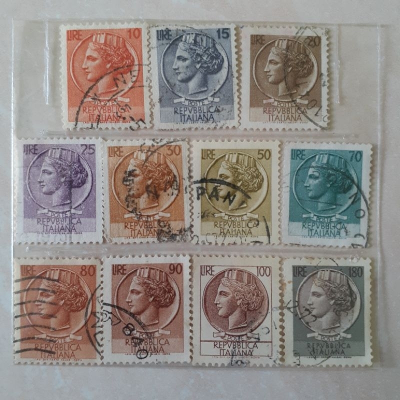 

(A) Perangko Italia Coin of Syracuse Tahun 1950an-1970an set 11pcs