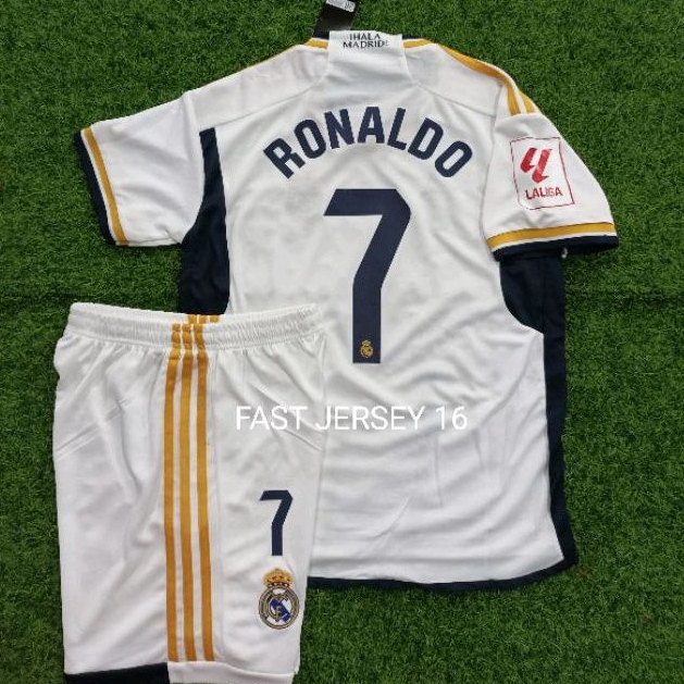 Jersey REAL MADRID KIDS ANAK Home + NAMESET + PATCH Grade Ori 2023/2024