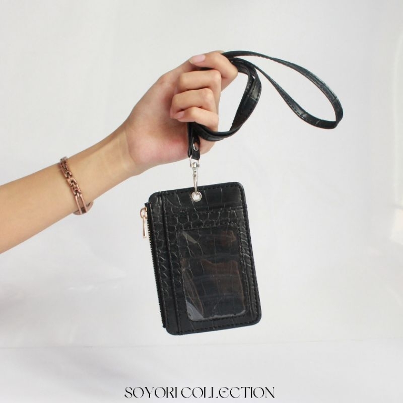 

HJK id card holder lanyard namtag ZIPPER motif croco SID002