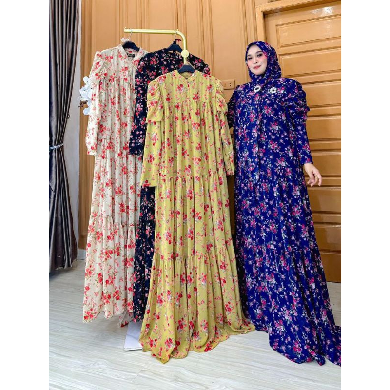 AZRINA SET SCARAF BY BELIFI GAMIS BAHAN CERUTY MEWAH