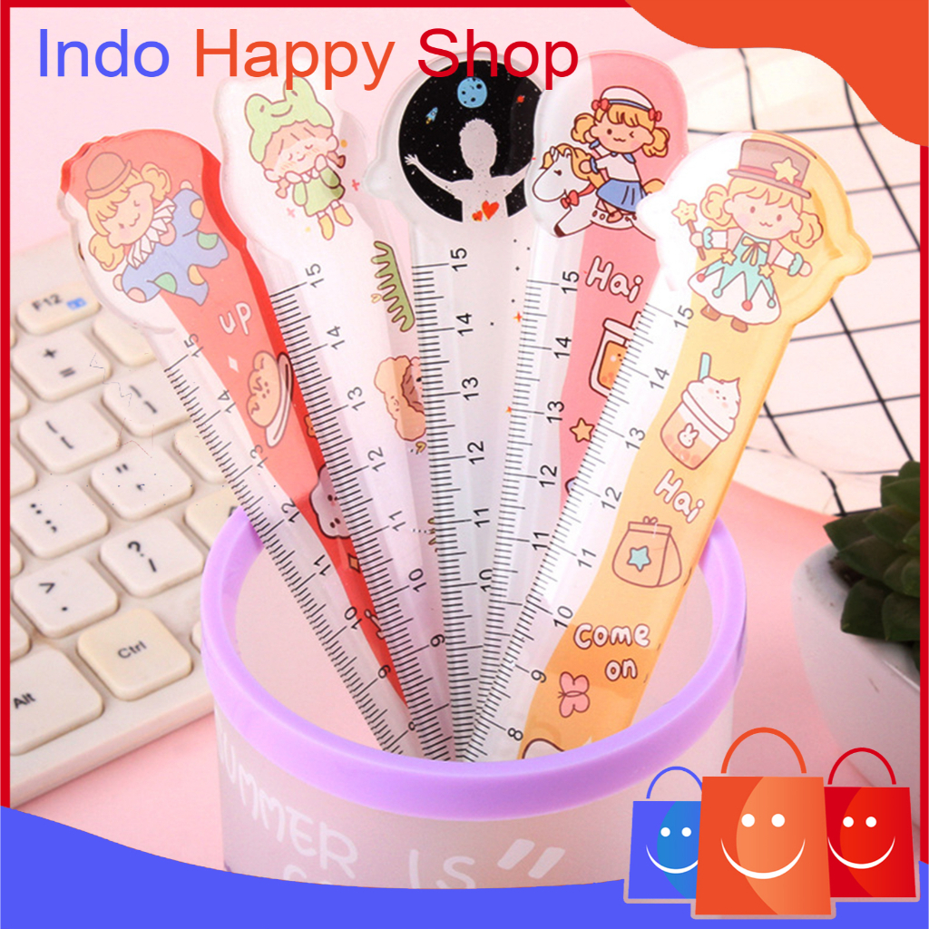 

penggaris 15 cm karakter original impor mistar buku & alat tulis perlengkapan sekolah & kantor penggaris busur derajat & stensil