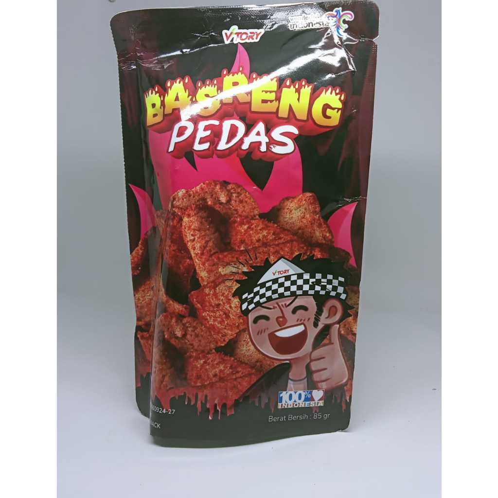 

Keripik Basreng Pedas vtory Oleh oleh Khas Bali 85gr