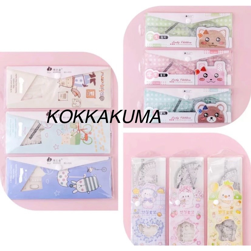 

( SPD ) Penggaris Set isi 4 Model Penggaris Plastik 1 Set isi 4