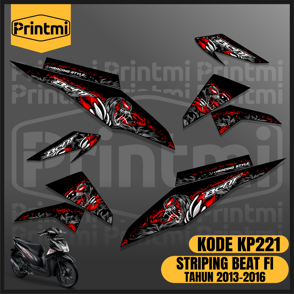 Stiker Striping Motor Beat FI 2013-2016 Simple Variasi List Modifikasi Printmi KP221