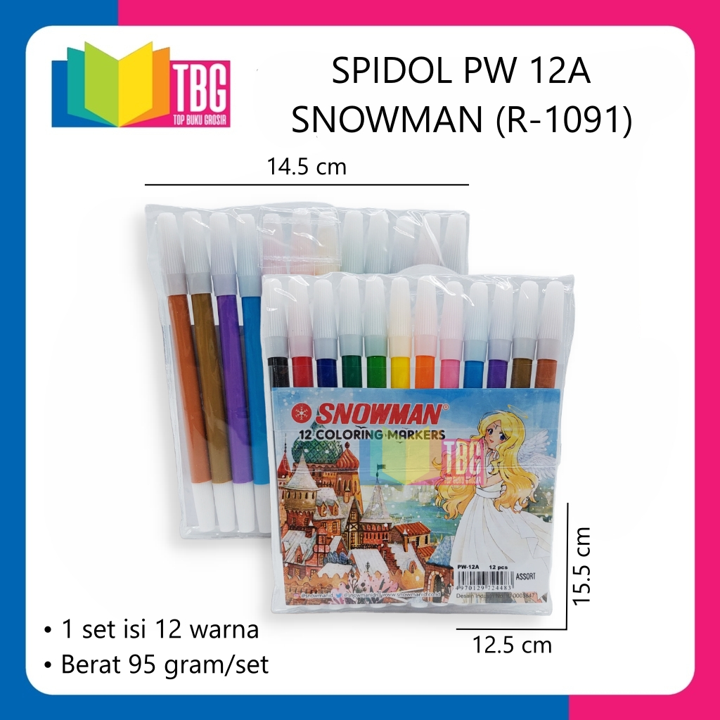 

1 SET SPIDOL PW 12A SNOWMAN / SPIDOL 12 WARNA / SPIDOL WARNA WARNI (R-1091)
