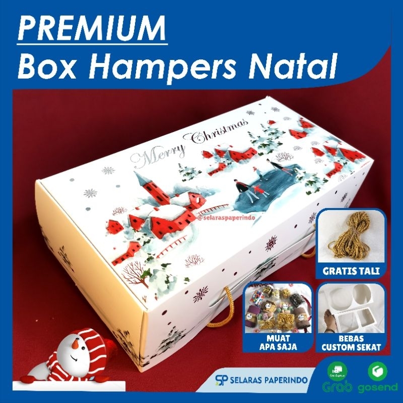 

Isi 10 | Box natal hampers kue merry Christmas premium foil dus kadi natal gift dengan tali