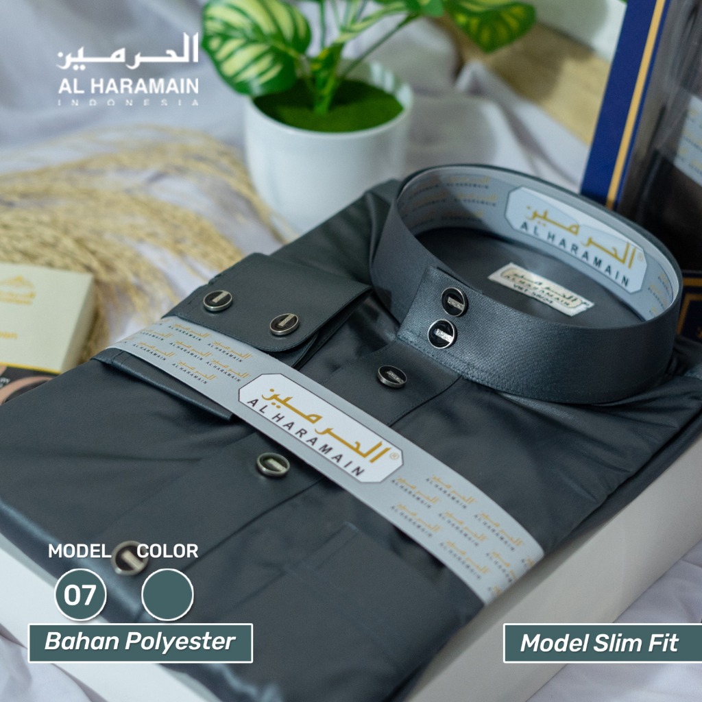 AL Haramain Jubah / Gamis Dewasa Slimfit Premium Manset (07) | Hijau Lumut | Hijau Botol-2