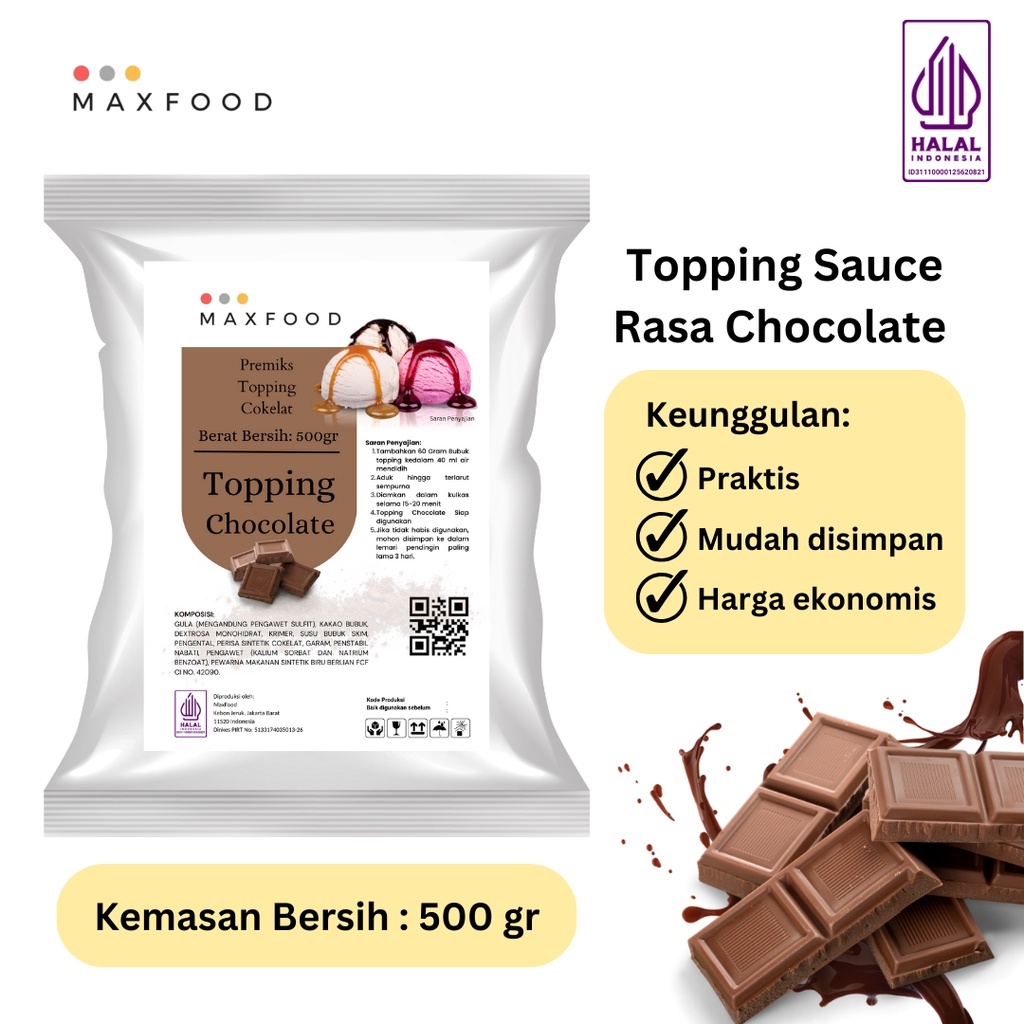 

500 gr Topping Sauce Chocolate / Bubuk Saus Rasa Coklat