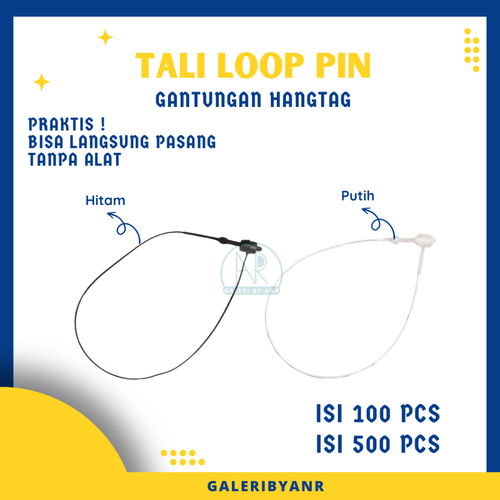 

Tali lock pin isi 100pcs isi 500pcs | Tali loop pin gantungan hangtag baju Lock String pin tali label baju