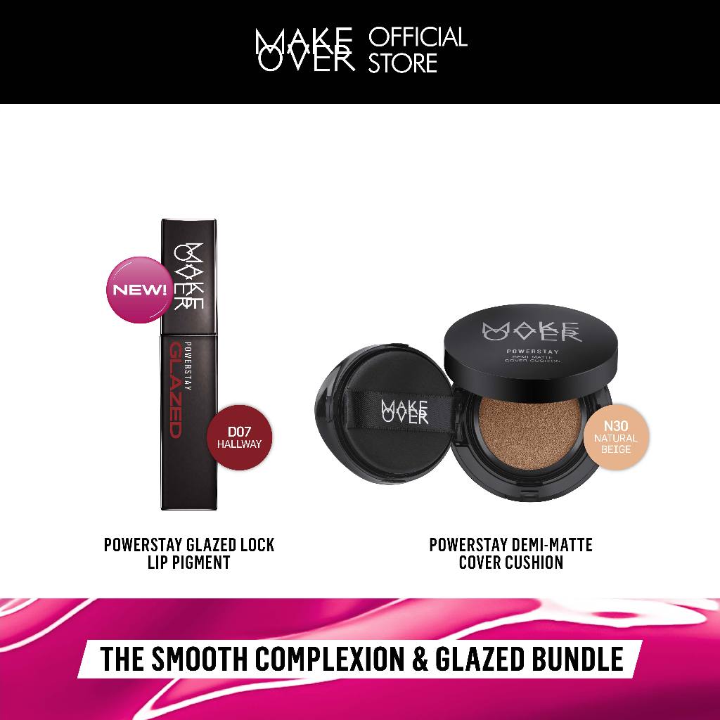 [HEMAT 100K] Make Over Glazed Lock + Powerstay Cushion: The Flawless Bundle  - Paket Lips dan Cushion