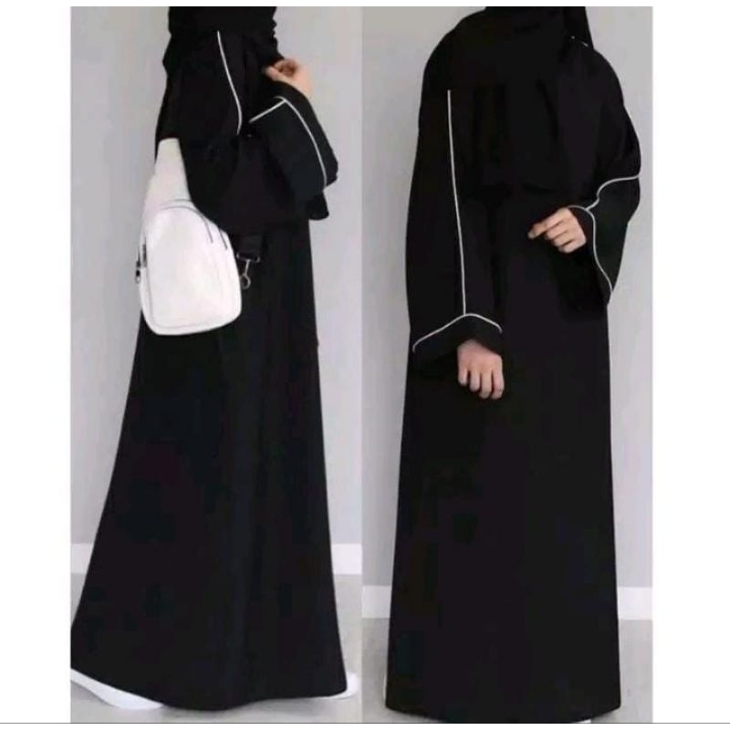 Abaya list hitam/ abaya hitam/ abaya jetblack/ abaya Saudi/ abaya murah 