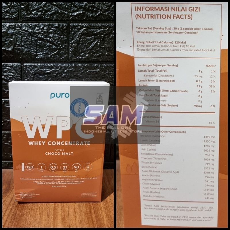 Suplemen Fitness PURO W Pro 300 gram 10 serving Whey Protein Concentrate WPro Labdoor WPC