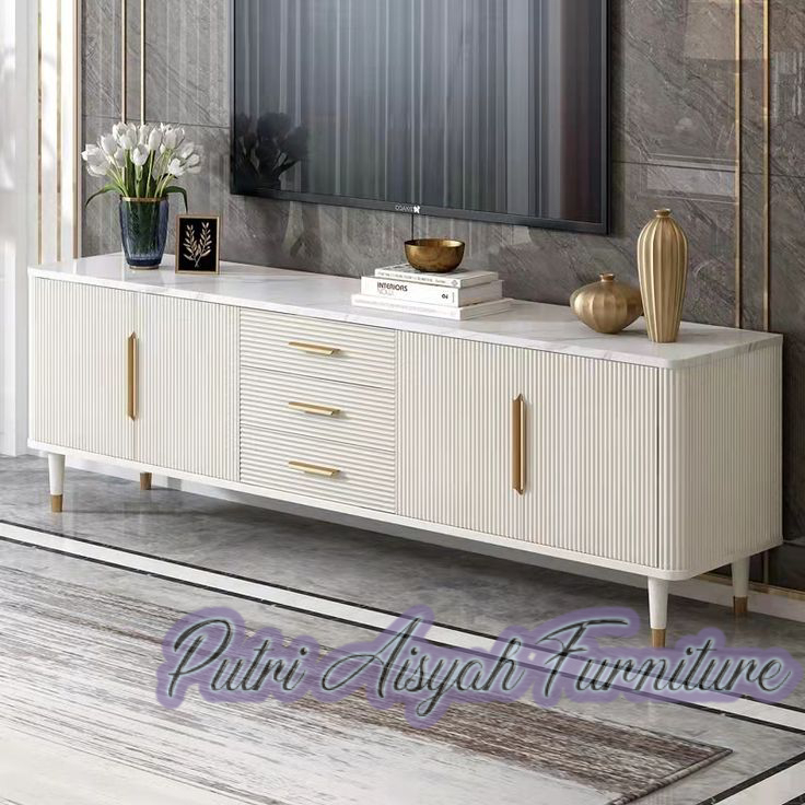 tv cabinet minimalis modern Kayu Mahoni