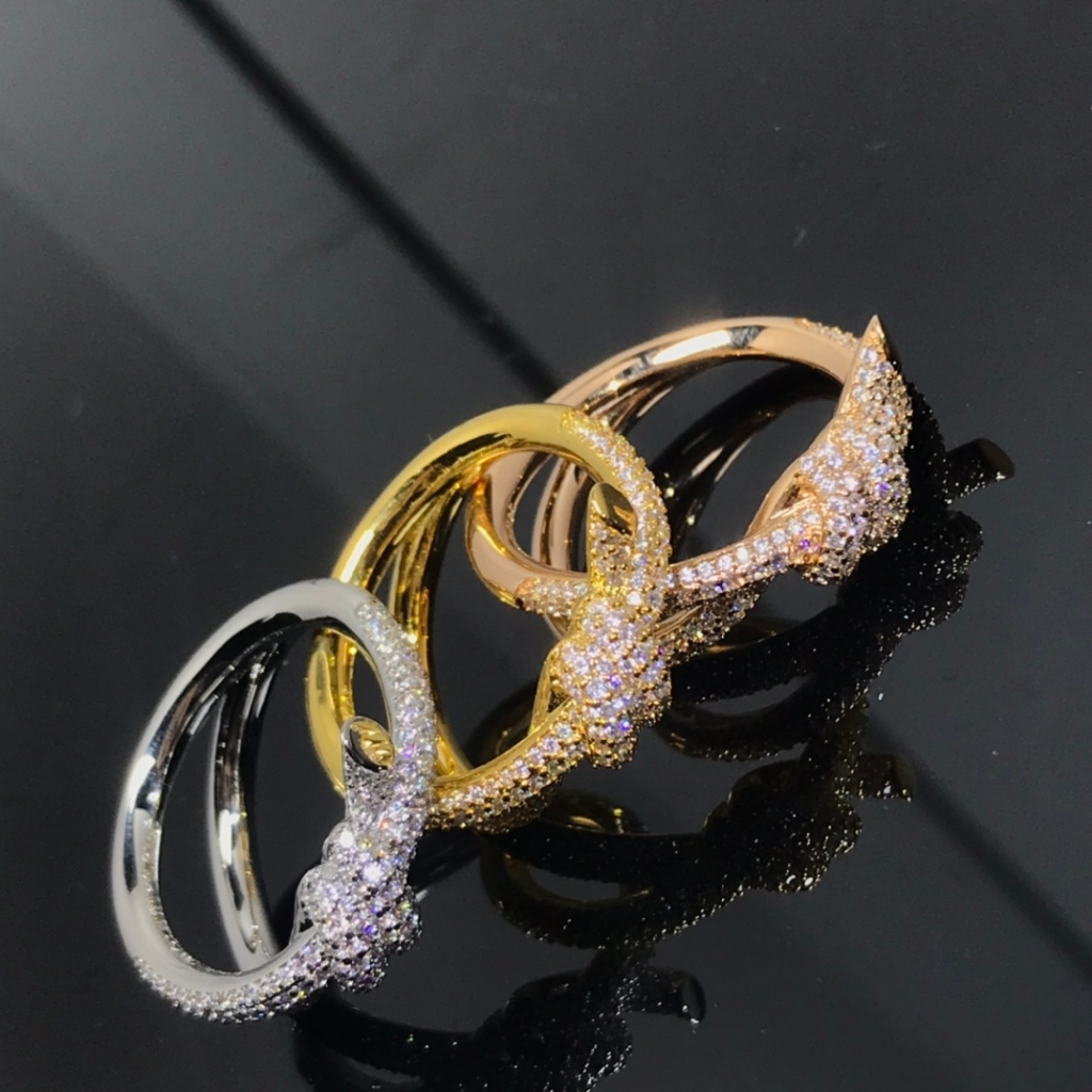 【17K / 750 emas asli ]Cincin, Cincin Tali Putar Berlian
