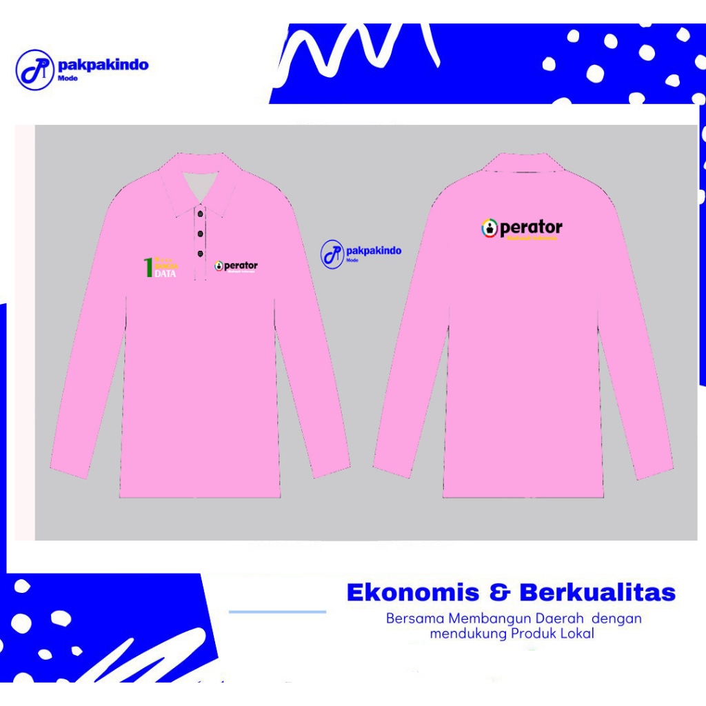 BAJU KAOS KERAH OPERATOR MADRASAH INDONESIA PINK LENGAN PANJANG PRIA WANITA