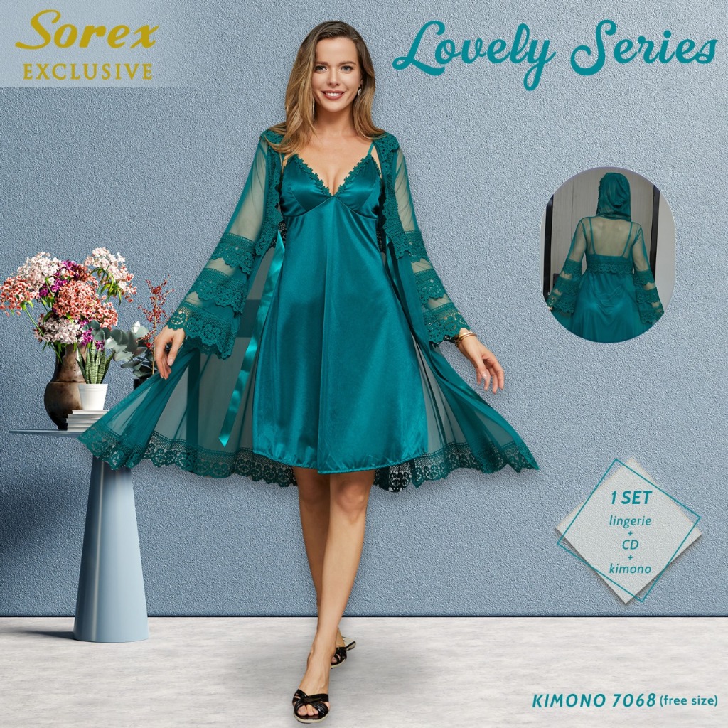 Baju tidur Daster Kimono satin wanita 7068 Sorex