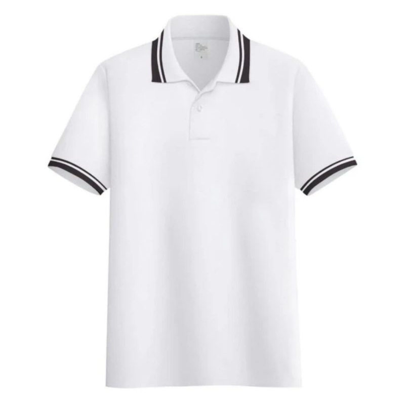baju kaos polos polo shirt polos berkerah pria wanita kombinasi list warna putih