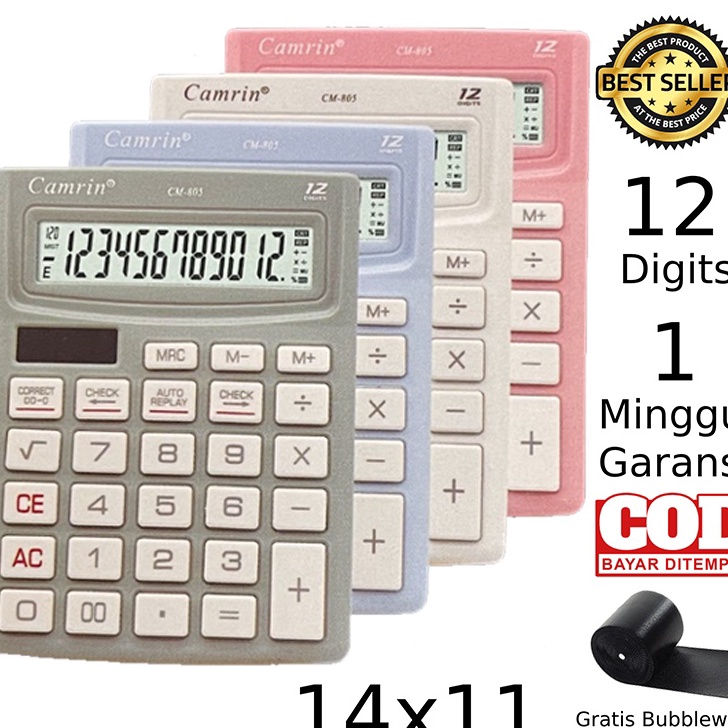 

[KODE KDV7N] Kalkulator Warna CM-805 12 Digit - Calculator Check Dual 2 Power