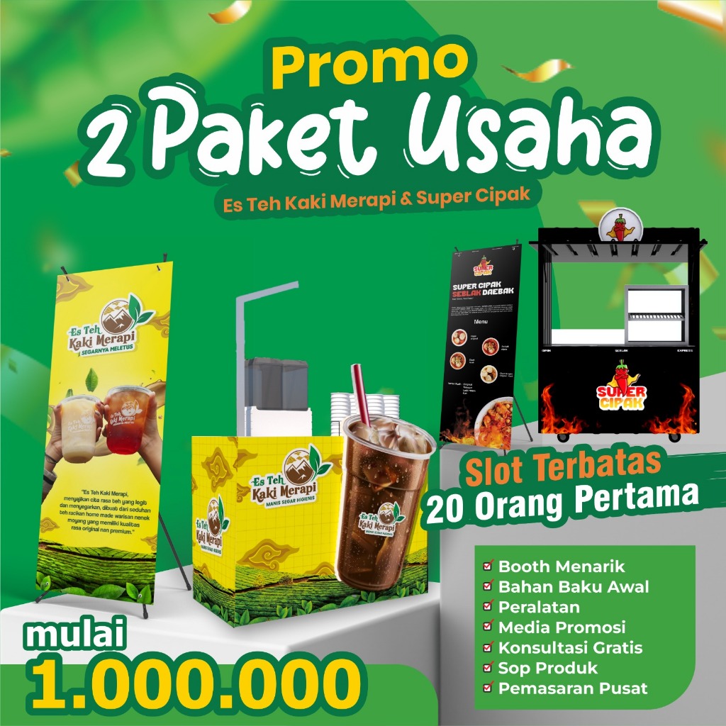 

Paket Usaha Es Teh Kaki Merapi & Seblak SUPER CIPAK