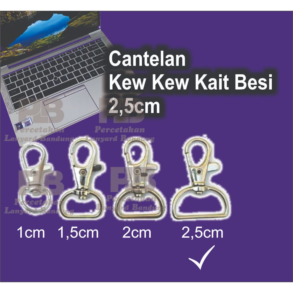

KEW KEW Kait Besi Cantelan Gantungan Pengait Pita Lanyard ID Name Card ukuran 2,5cm