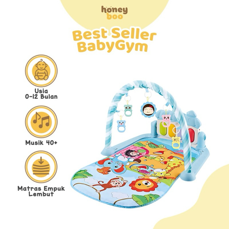 Honey Boo - Baby Playgym Piano Playmat Mainan Playmat Set Music Play Gym Matras Mainan Anak Bayi (PRELOVED)
