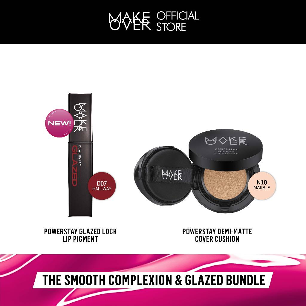 [HEMAT 100K] Make Over Glazed Lock + Powerstay Cushion: The Flawless Bundle  - Paket Lips dan Cushion