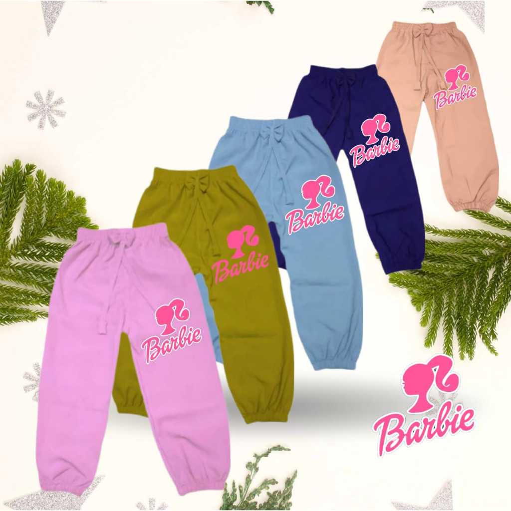 CELANA JOGER ANAK BARBIE/BARBIE/JOGER CRINGKLE ANAK PEREMPUAN 1-9 TAHUN/CELANA ANAK PEREMPUAN/JOGER