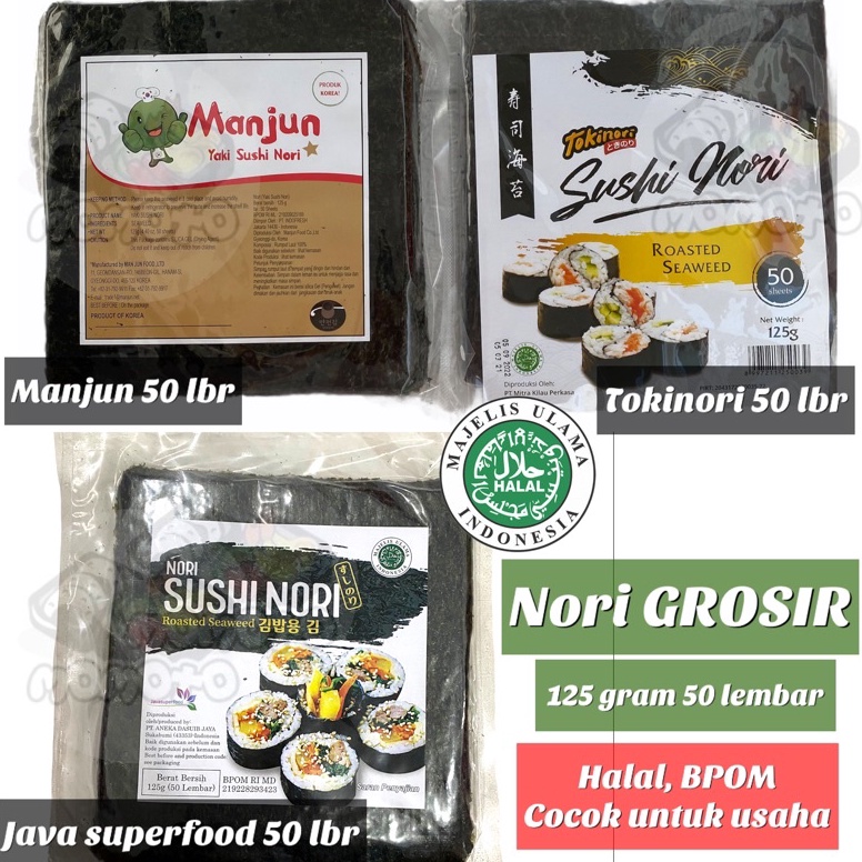 

[♘Q24@] Manjun - Tokinori - Java Superfood 125 gram Yaki Sushi Nori 50 lembar Ready Stock
