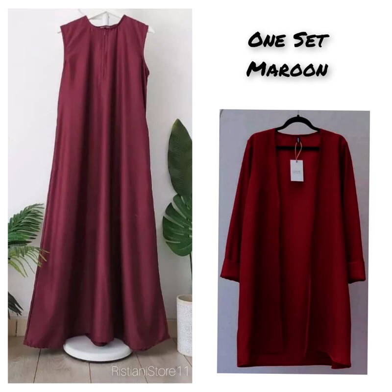 (Satu) Set Inner Gamis & outer Maya Bahan Katun Toyobo Premium