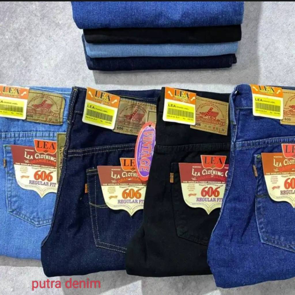 Celana jeans Setandar LEA 606 Hitam,biru Tua, Biru muda, blue black, abu-bau