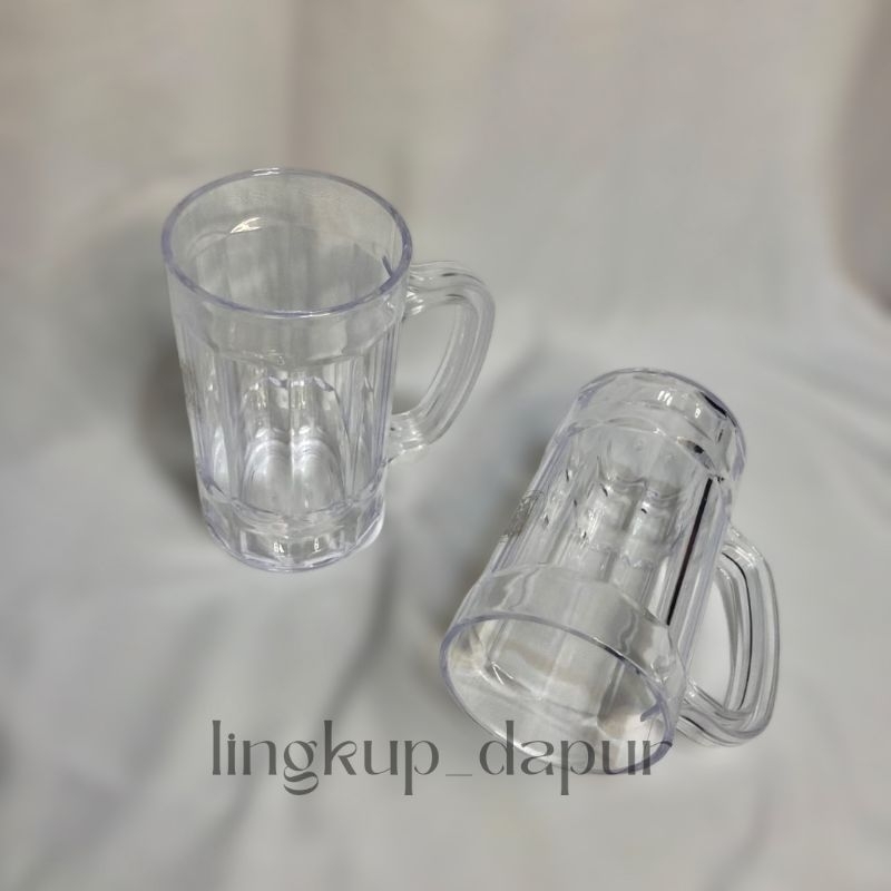(6 pcs/1lusin).Gelas Poli Plastik Bening 500 ml. Cangkir Plastik.