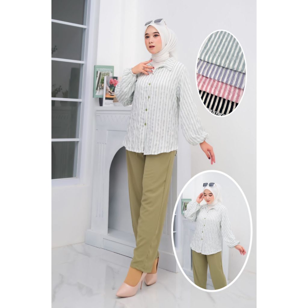 setcel kulot crinkle/ setcel kulot premium/ setelan baju muslimah/ setcel kulot kemeja/ setcel kulot