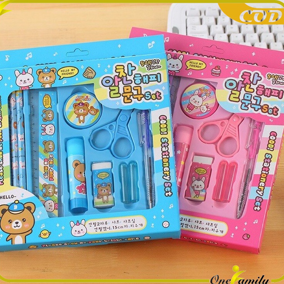 

Ready ONE-A26 Alat Tulis Set 8in1 Karakter Stationery Kids / Paket Alat Tulis Anak TK / Set School Supplies for Child Writing Gift Eraser Ruler ➞✧✴