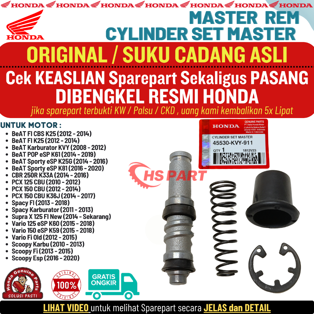 Master Seal Rem Cylinder Beat Fi POP Street Karbu PCX Vario 110 125 150 CBR 150 Spacy Scoopy Supra X
