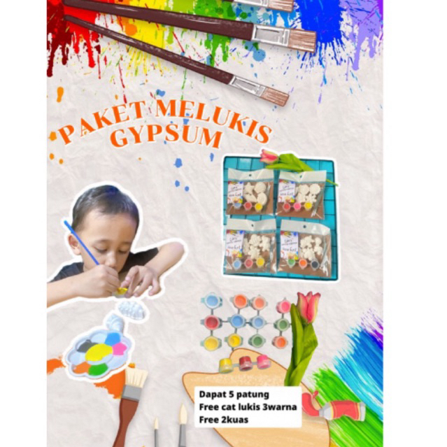 DIY MELUKIS GPYSUM || Kreativitas anak|| paket isi 5patung