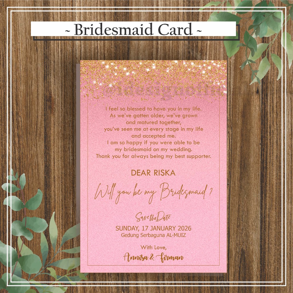 Bridesmaid Card / Kartu Bridesmaid