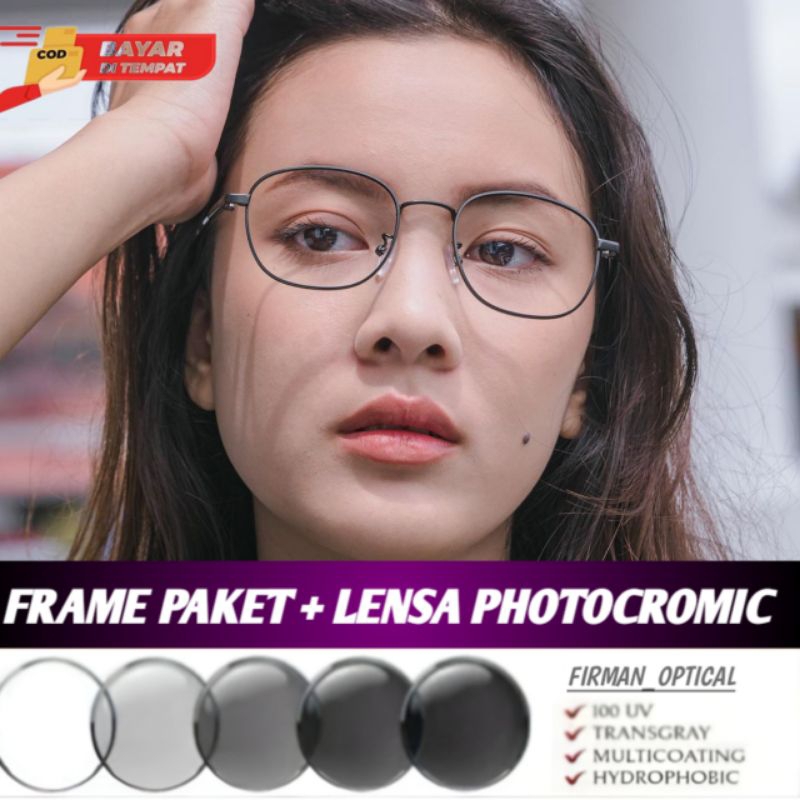 Frame kacamata unisex // kacamata minus paket+lensa photocromic anti radiasi (38059)