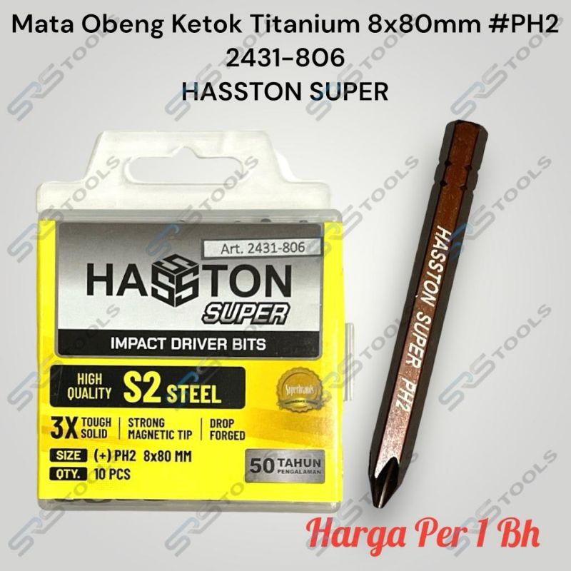 HASSTON SUPER 2431-806 Mata Obeng Ketok Panjang PH2 80mm Plus (+) PH 2 Titanium