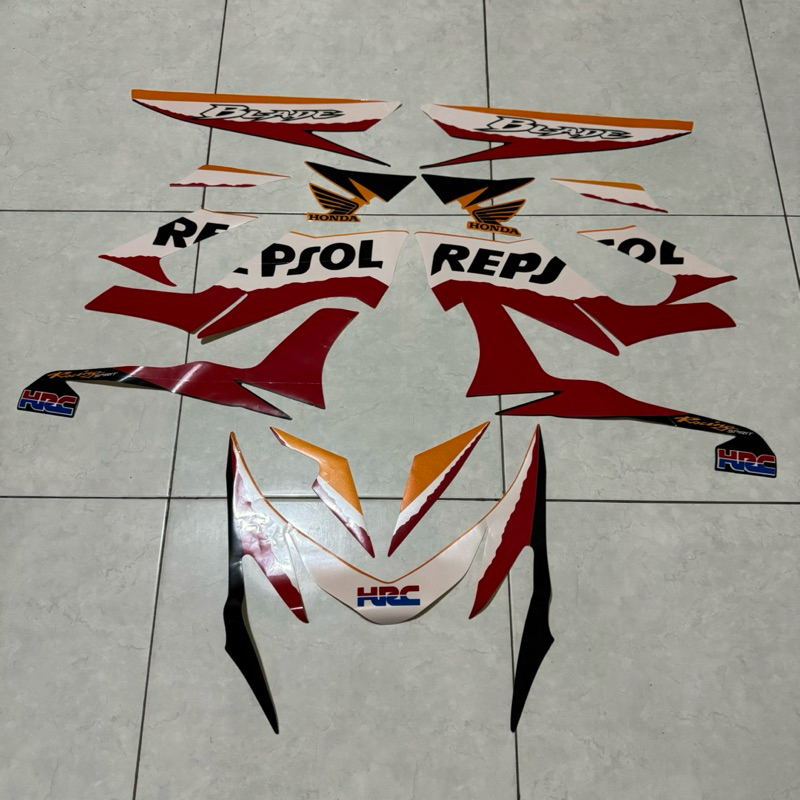 Stiker stripping striping decal graphic Honda Blade repsol orange 110 2010 2011 model ori original