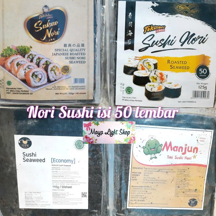 

Terkini Nori isi 50 lembar tokinori manjun sakao nori halal murah rumput laut sushi bahan bento kimbap murah